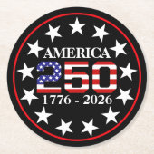 アメリカ国旗 創立250周年記念 1776-2026 ラウンドペーパーコースター (正面)