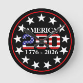 アメリカ国旗 創立250周年記念 1776-2026 ラウンド壁時計 (正面)