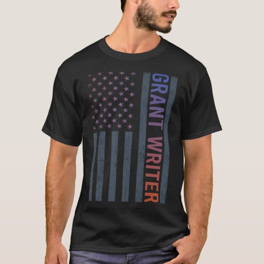 アメリカ国旗 - 助成金執筆者 Tシャツ (正面)