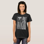 アメリカ国旗+医療のカドゥケウス看護師実践家 NP ナースプラクティショナー Tシャツ (正面フル)