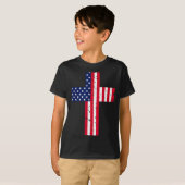 アメリカ国旗 十字架 キリスト教 アメリカ合衆国 信仰 Tシャツ (正面フル)