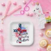 アメリカ国旗 十字 ペーパープレート (パーティー)