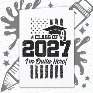 アメリカ国旗 卒業 2027年 シニアクラス カード