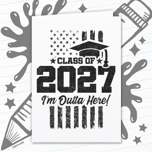 アメリカ国旗 卒業 2027年 シニアクラス カード