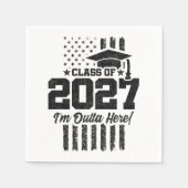 アメリカ国旗 卒業 2027年 シニアクラス スタンダードカクテルナプキン (正面)