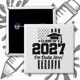 アメリカ国旗 卒業 2027年 シニアクラス 缶バッジ