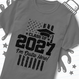 アメリカ国旗 卒業 2027年 シニアクラス Tシャツ