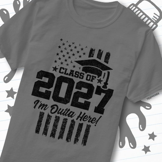 アメリカ国旗 卒業 2027年 シニアクラス Tシャツ