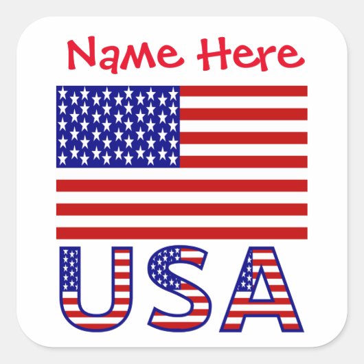 アメリカ国旗 名前 ラベル オーダーメイド (正面)