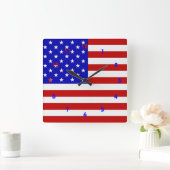 アメリカ国旗-壁時計 スクエア壁時計 (ホーム)