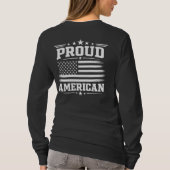 アメリカ国旗 女性用 ブラック 長袖 Tシャツ (裏面)