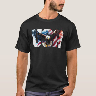 アメリカ国旗 女性 男性 ハクトウワシ 愛国 4 Tシャツ