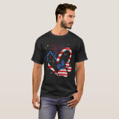 アメリカ国旗 愛国心あふれる犬と猫の肉球 7月4日 Tシャツ (正面フル)