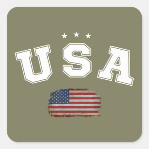 アメリカ国旗 愛国心 ベテランズ 7月4日 スクエアシール