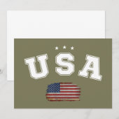 アメリカ国旗 愛国心 ベテラン 7月4日 招待状 (正面/裏面)