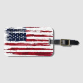 アメリカ国旗 愛国的なアメリカ 赤 白 青 ラゲッジタグ (正面横)