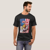 アメリカ国旗+愛国的なワシ+サングラス+ビール+7月4日 Tシャツ (正面フル)