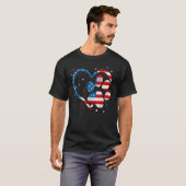 アメリカ国旗 愛国的な犬と猫の足あと 7月4日 Tシャツ (正面フル)