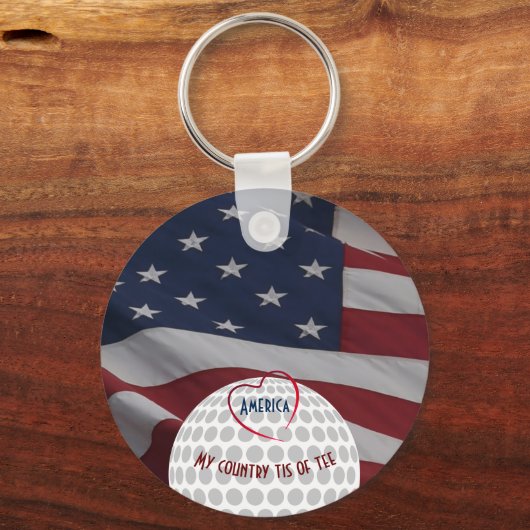 アメリカ国旗・愛国的ゴルファーの贈り物 キーホルダー (正面)