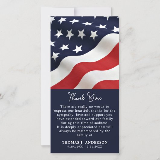 アメリカ国旗・愛国記念退役軍人葬儀 サンキューカード (正面)