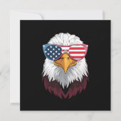 アメリカ国旗 愛国 ハクトウワシ 7月4日 招待状 (正面)