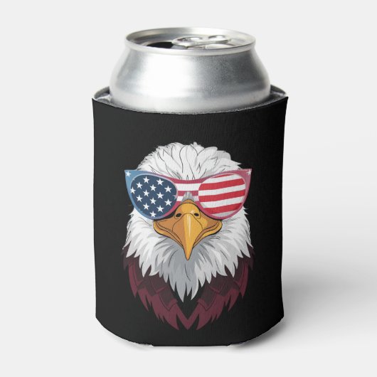 アメリカ国旗 愛国 ハクトウワシ 7月4日 缶クーラー (缶正面)