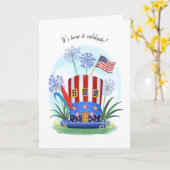 アメリカ国旗 愛国 ハット お祝い カード (黄色い花)