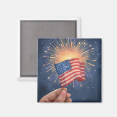 アメリカ国旗 愛国 水彩画 マグネット (正面/裏面)