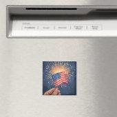 アメリカ国旗 愛国 水彩画 マグネット (インサイチュ (食洗機))