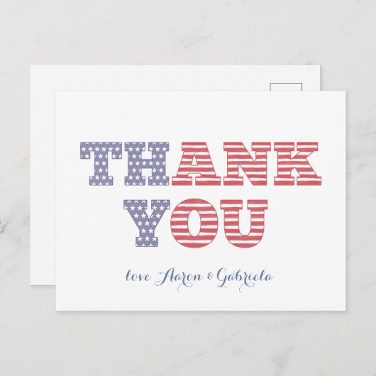 アメリカ国旗 感謝の気持ちを込めて シャワーや誕生日に ポストカード (正面/裏面)