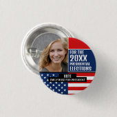 アメリカ国旗、政治運動家広告の 缶バッジ (正面&裏面)