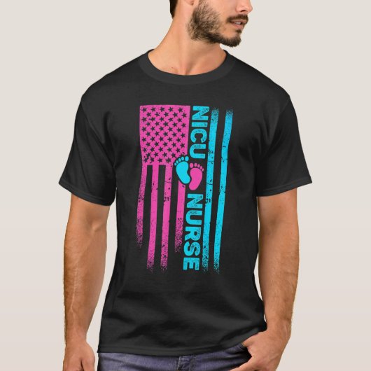 アメリカ国旗 新生児看護 学生 愛国 Tシャツ (正面)