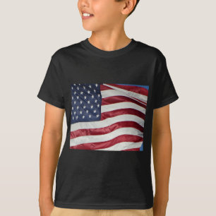 アメリカ国旗、星の旗の旗の赤白青 Tシャツ