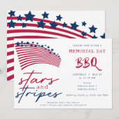 アメリカ国旗 星条旗 記念日 BBQ 招待状 (正面/裏面)