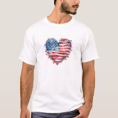 アメリカ国旗 星 ストライプ ハート 愛国 アメリカ Tシャツ (正面)