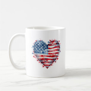 アメリカ国旗 星 ストライプ ハート 愛国 USA コーヒーマグカップ