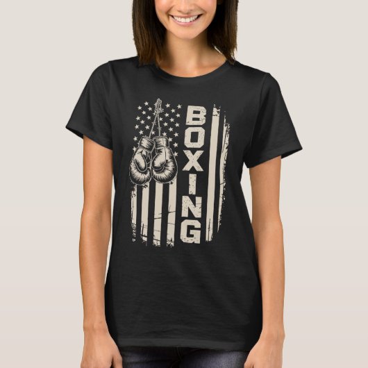 アメリカ国旗 楽しいボクシングファイター用ジムグローブ Tシャツ (正面)