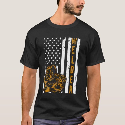 アメリカ国旗 父 親 父の日 溶接 Tシャツ (正面)