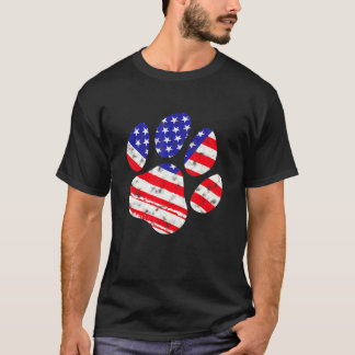 アメリカ国旗 犬 猫 肉球 USA かわいい 7月4日 独立記念日 Tシャツ