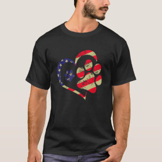 アメリカ国旗 犬 猫 肉球 USA かわいい 7月4日 猫 Tシャツ