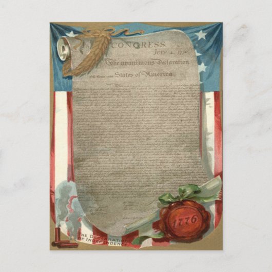 アメリカ国旗 独立宣言 1776年 ポストカード (正面)