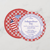 アメリカ国旗 独立記念日 赤、白、青 招待状 (正面/裏面)