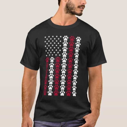 アメリカ国旗 猫の肉球 ダストレスTシャツ アメリカ国旗 猫 Tシャツ (正面)