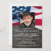 アメリカ国旗 生命の祝祭 軍事退役軍人 招待状 (正面)