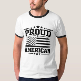 アメリカ国旗 白リンガーTシャツ Tシャツ