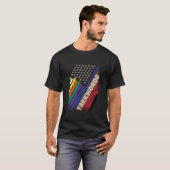 アメリカ国旗 白 黒 ベルト カラー テコンドー ミ Tシャツ (正面フル)