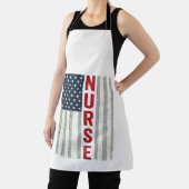 アメリカ国旗 看護師 レトロ風 彫刻Tシャツ デザイン エプロン (インサイチュ)
