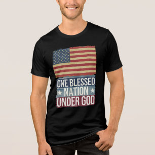 アメリカ国旗 祝福された国 かっこいい愛国心 トライブレンドTシャツ