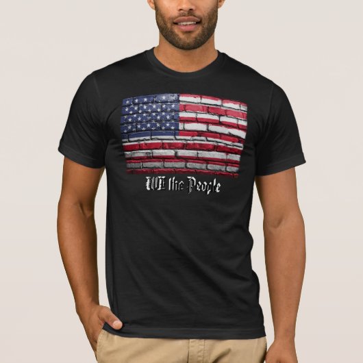 アメリカ国旗 私たちは国民 Tシャツ (正面)