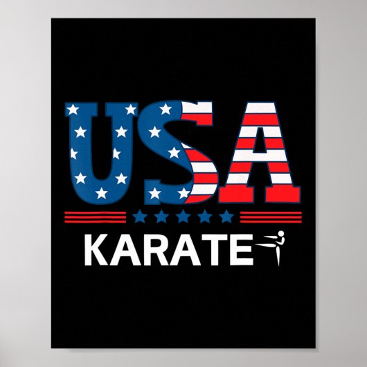 アメリカ国旗 空手 USA チームスポーツ 空手 ポスター (正面)
